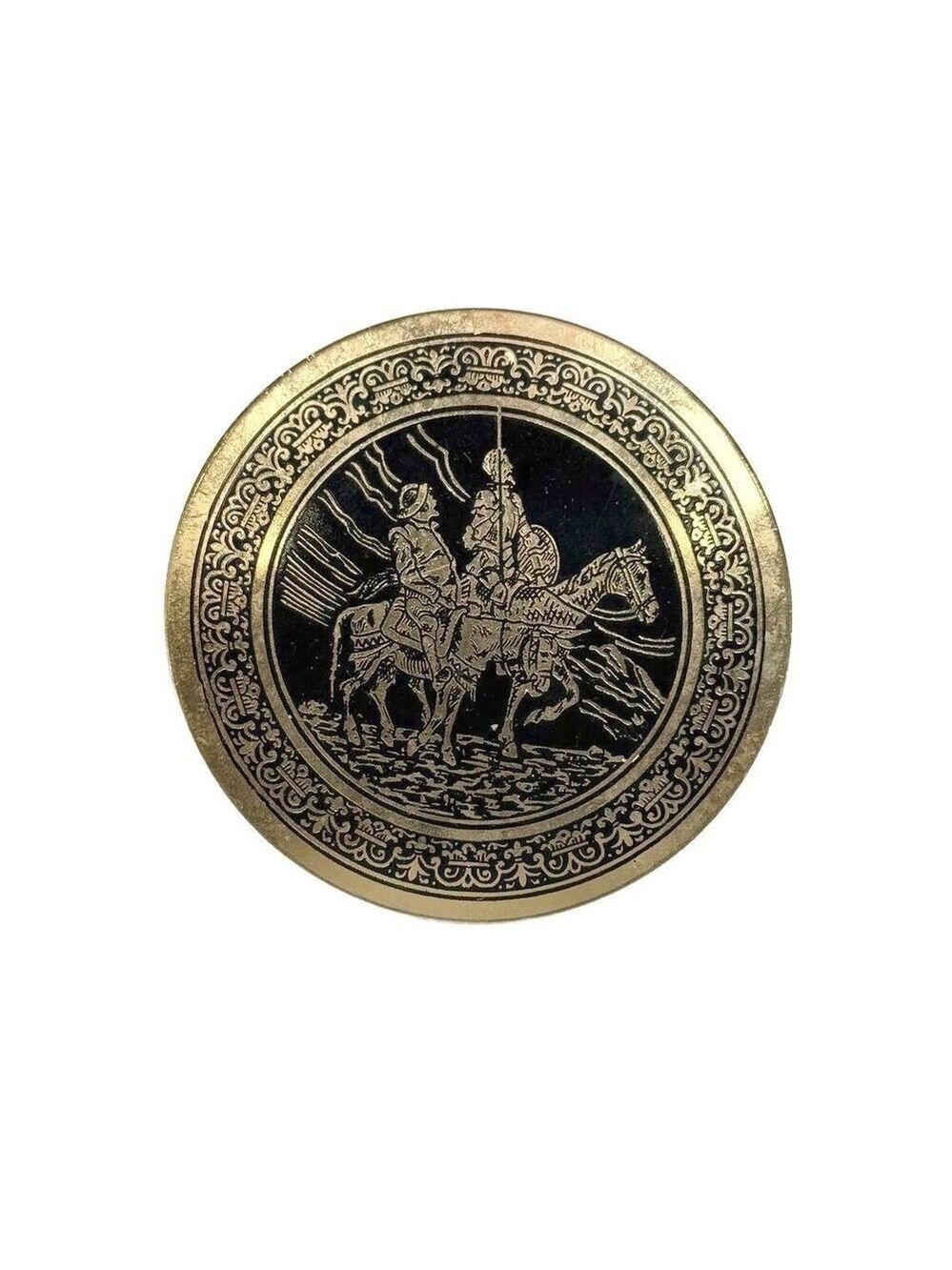 Toledo Damascene Spanish Don Quixote Brass Trinket Dish Mid-Century Decor